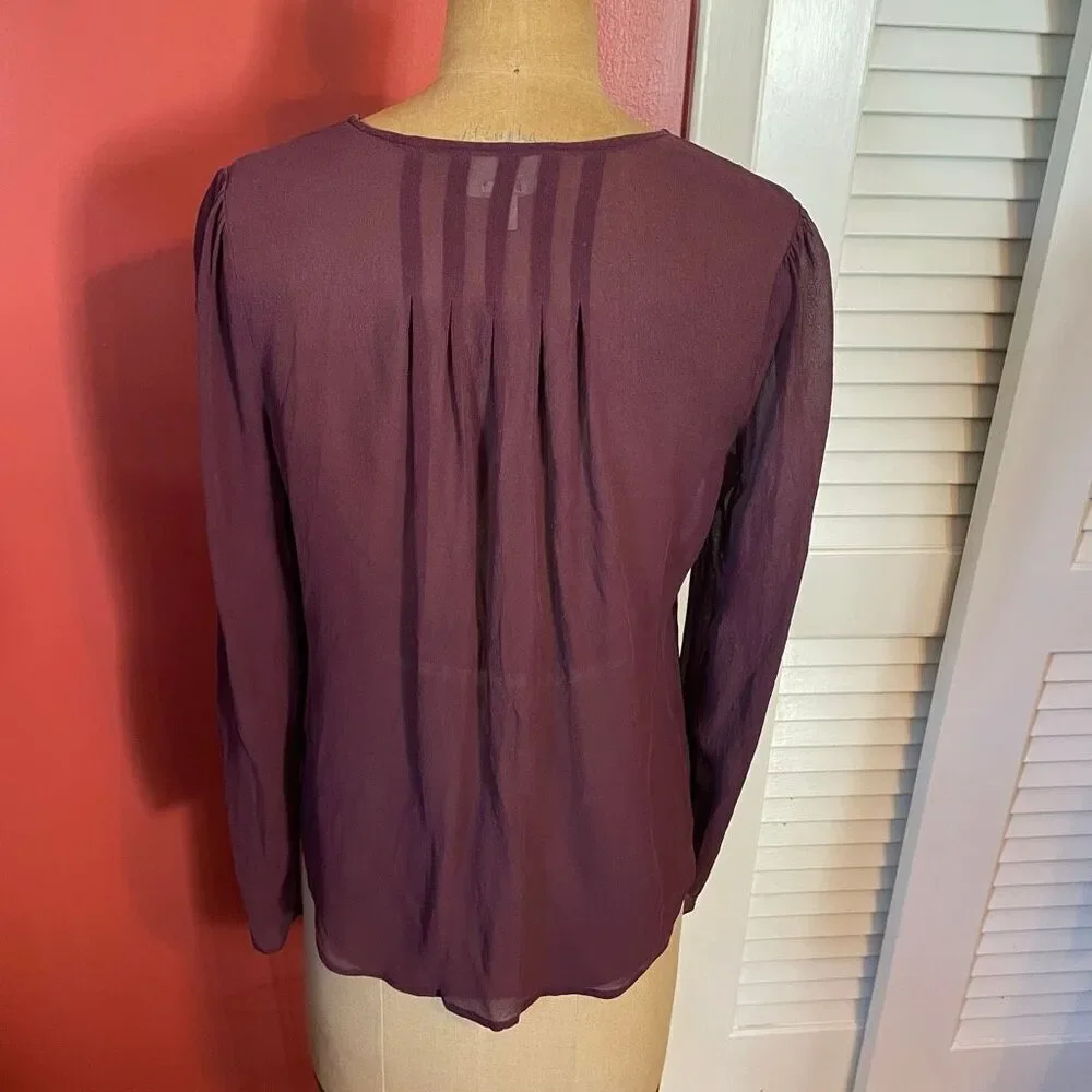 MOULINETTE SOEURS | anthropologie | silk purple button down blouse 6